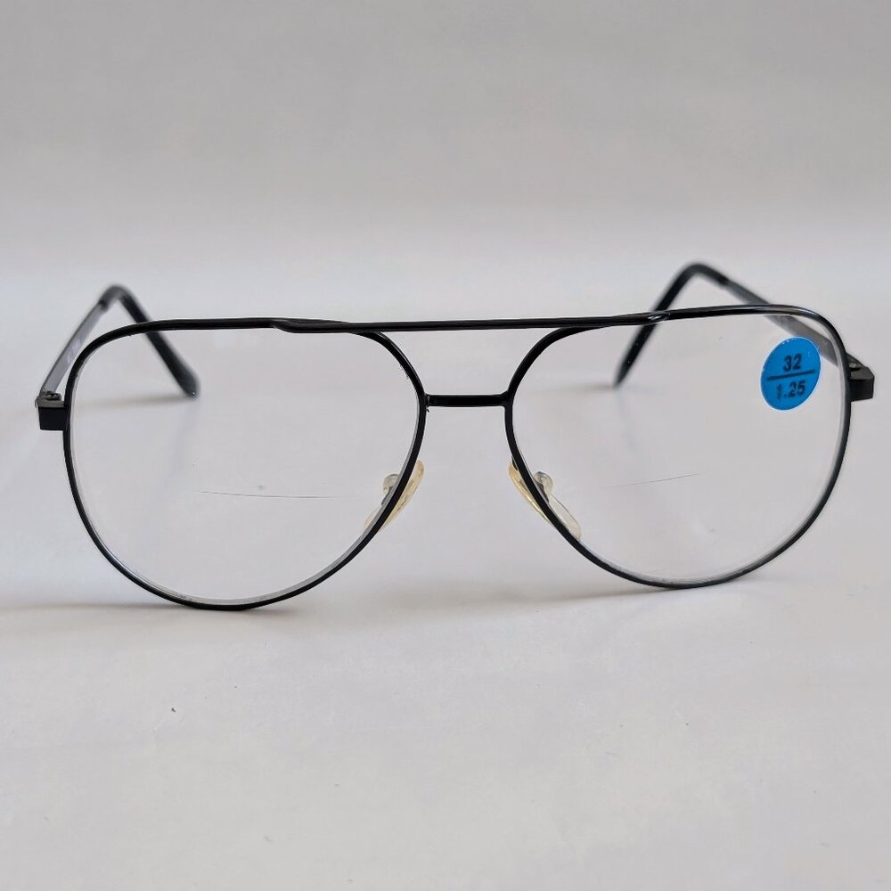 (NWT) Vintage 90's Aviator Metal Bi-Focal Reading Glasses (S. Black)